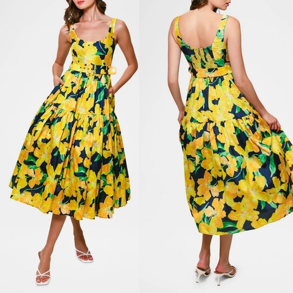 NWT Hutch Alice Belted Floral-Print Midi Dress - Picture 2 of 9